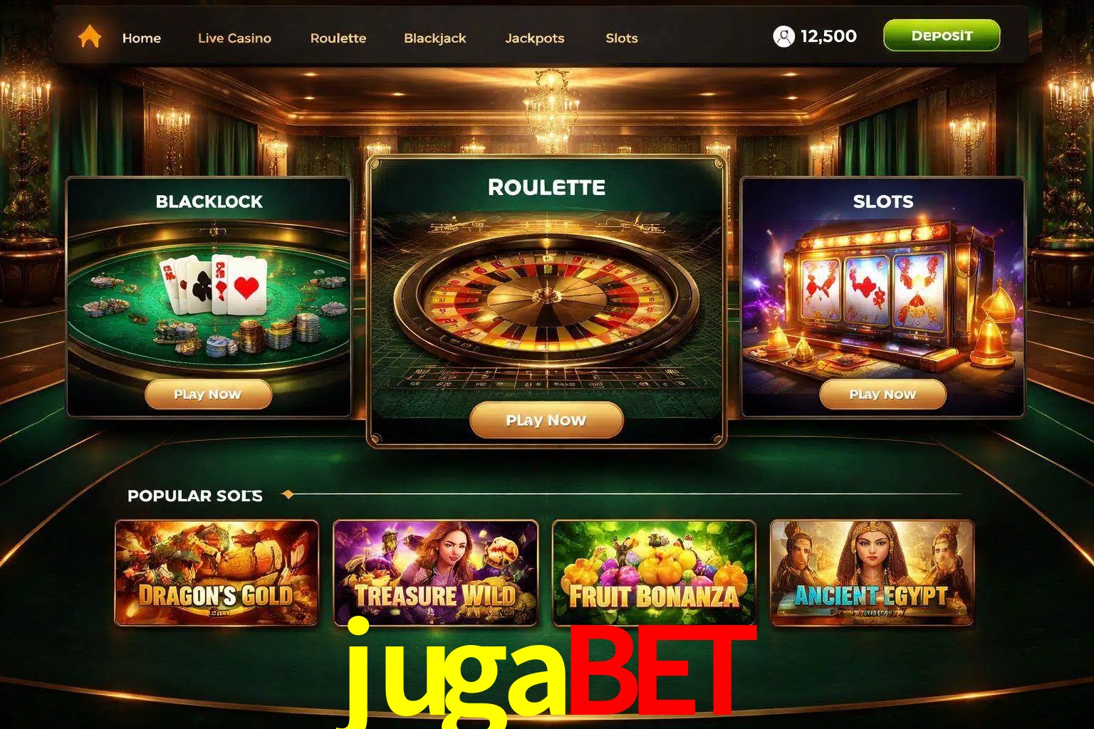 Vista de la plataforma jugabet Casino mostrando categorías organizadas de juegos en línea